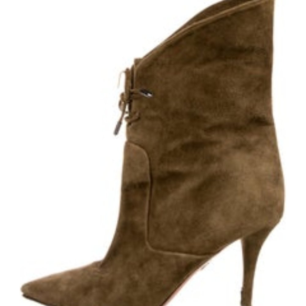 AQUAZZURA Suede Lace-Up Boots Size: IT 36